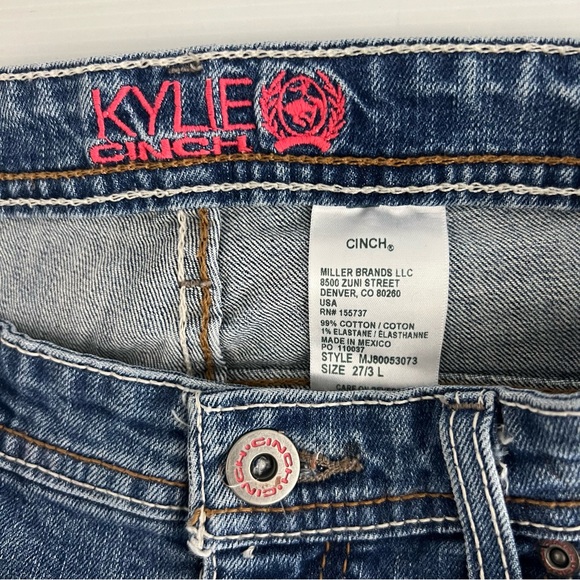 Cinch Ladies Kylie Slim Denim Jeans Mid Rise Embroidered Size 27/3 L (AU 9 Long) - Picture 8 of 14